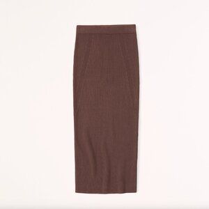 Abercrombie & Fitch Elevated Ribbed Sweater Midi Skirt – Medium Petite (Brown)